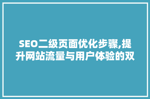 SEO二级页面优化步骤,提升网站流量与用户体验的双重之路