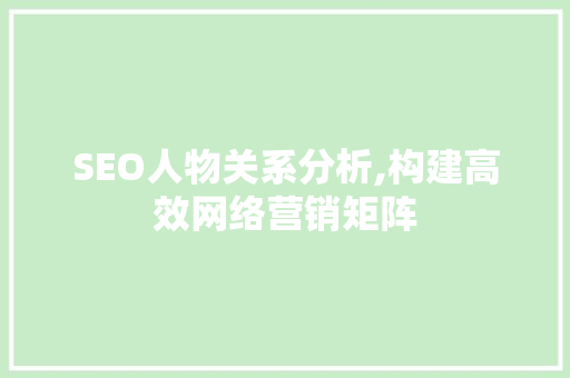 SEO人物关系分析,构建高效网络营销矩阵 服务器/数据库