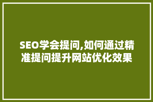 SEO学会提问,如何通过精准提问提升网站优化效果