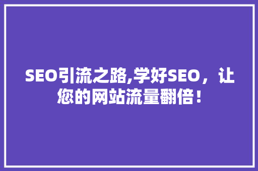 SEO引流之路,学好SEO，让您的网站流量翻倍！