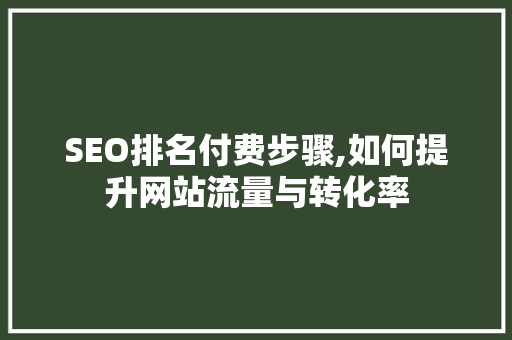 SEO排名付费步骤,如何提升网站流量与转化率