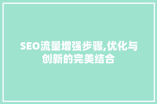 SEO流量增强步骤,优化与创新的完美结合 建站教程