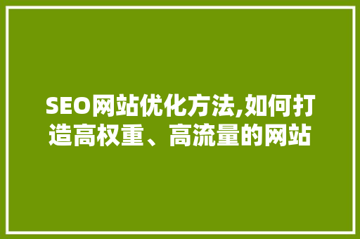 SEO网站优化方法,如何打造高权重、高流量的网站