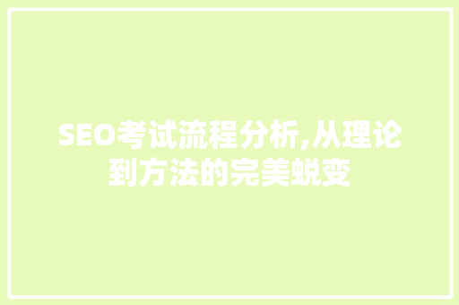 SEO考试流程分析,从理论到方法的完美蜕变