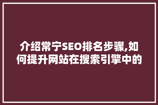 介绍常宁SEO排名步骤,如何提升网站在搜索引擎中的竞争力