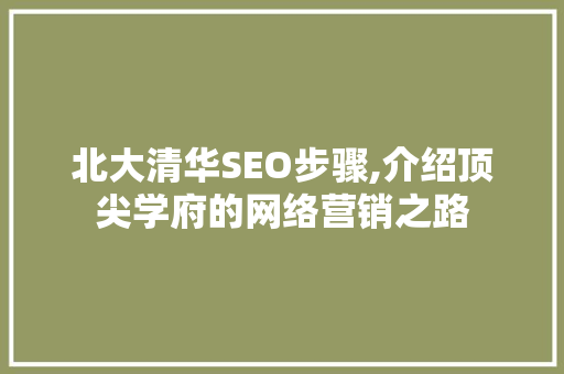 北大清华SEO步骤,介绍顶尖学府的网络营销之路