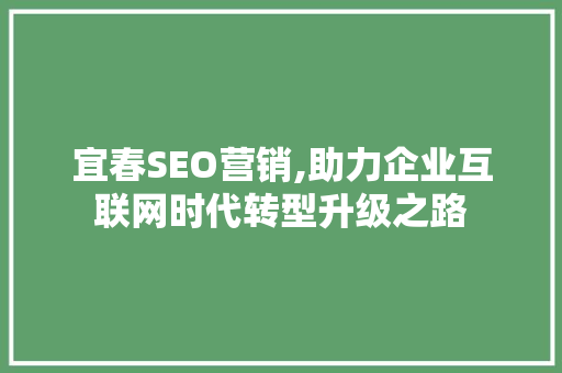 宜春SEO营销,助力企业互联网时代转型升级之路