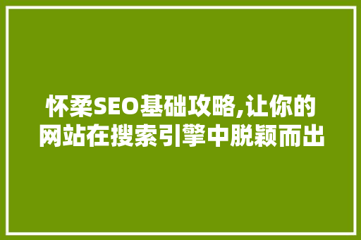 怀柔SEO基础攻略,让你的网站在搜索引擎中脱颖而出 建站教程