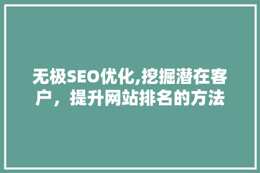无极SEO优化,挖掘潜在客户，提升网站排名的方法
