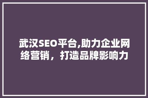 武汉SEO平台,助力企业网络营销，打造品牌影响力