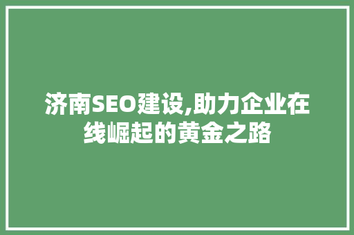济南SEO建设,助力企业在线崛起的黄金之路