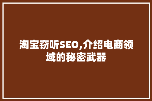 淘宝窃听SEO,介绍电商领域的秘密武器