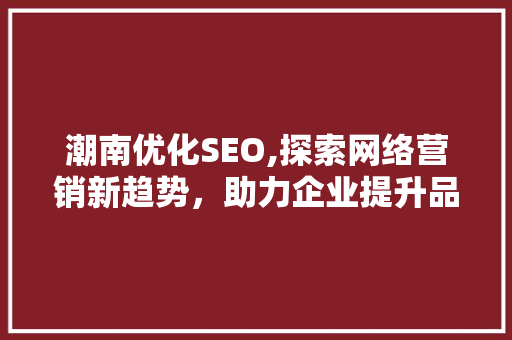 潮南优化SEO,探索网络营销新趋势，助力企业提升品牌影响力