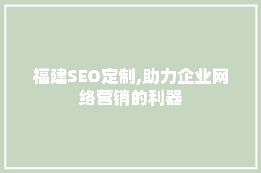 福建SEO定制,助力企业网络营销的利器