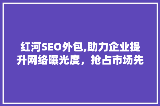红河SEO外包,助力企业提升网络曝光度，抢占市场先机