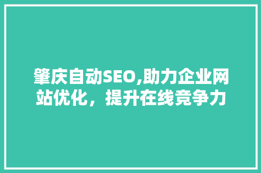 肇庆自动SEO,助力企业网站优化，提升在线竞争力