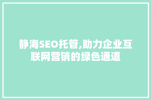 静海SEO托管,助力企业互联网营销的绿色通道