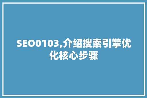 SEO0103,介绍搜索引擎优化核心步骤