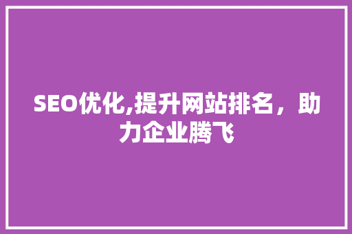 SEO优化,提升网站排名，助力企业腾飞