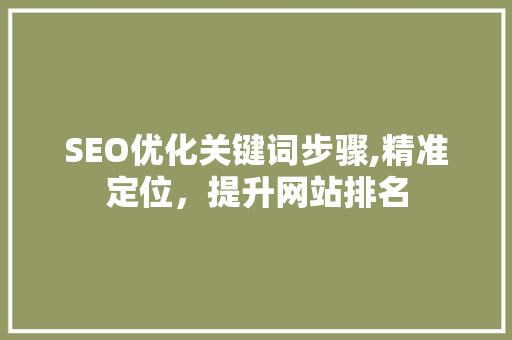 SEO优化关键词步骤,精准定位，提升网站排名