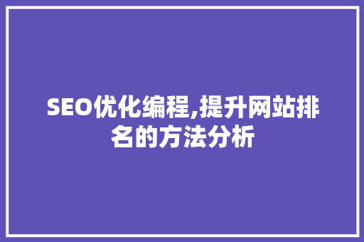 SEO优化编程,提升网站排名的方法分析