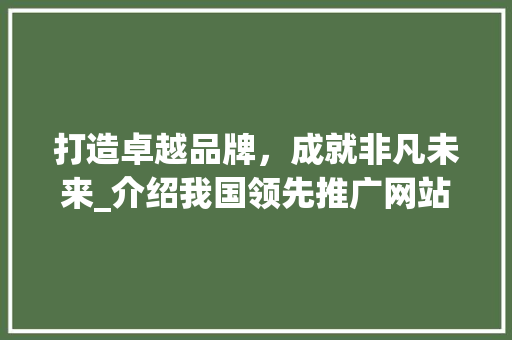 打造卓越品牌，成就非凡未来_介绍我国领先推广网站主页