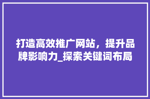 打造高效推广网站，提升品牌影响力_探索关键词布局的艺术