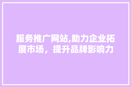 服务推广网站,助力企业拓展市场，提升品牌影响力