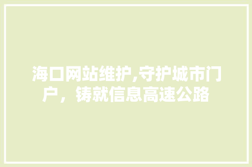 海口网站维护,守护城市门户，铸就信息高速公路