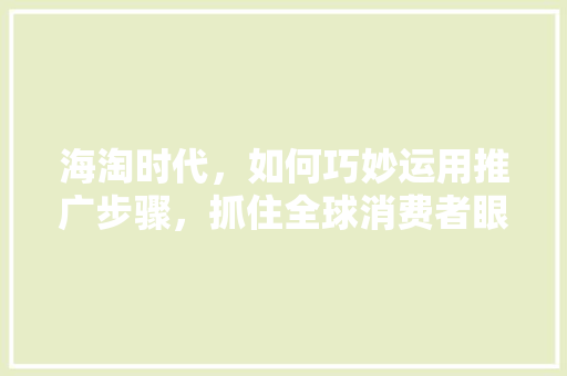 海淘时代，如何巧妙运用推广步骤，抓住全球消费者眼球
