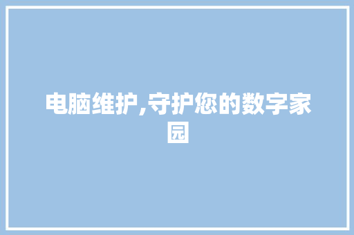 电脑维护,守护您的数字家园