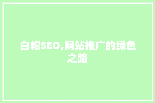 白帽SEO,网站推广的绿色之路