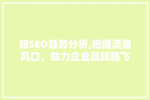 短SEO趋势分析,把握流量风口，助力企业品牌腾飞