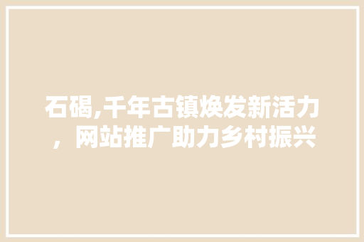 石碣,千年古镇焕发新活力，网站推广助力乡村振兴