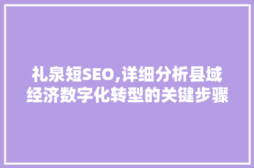 礼泉短SEO,详细分析县域经济数字化转型的关键步骤