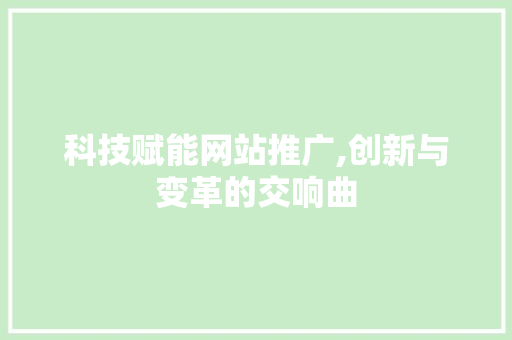 科技赋能网站推广,创新与变革的交响曲