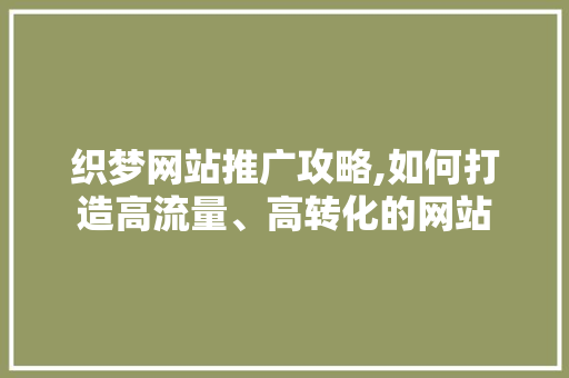 织梦网站推广攻略,如何打造高流量、高转化的网站