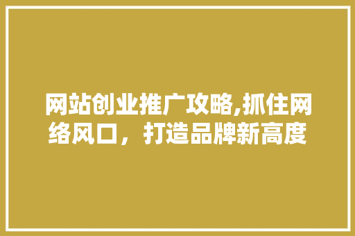 网站创业推广攻略,抓住网络风口，打造品牌新高度
