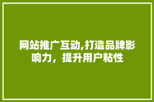 网站推广互动,打造品牌影响力，提升用户粘性