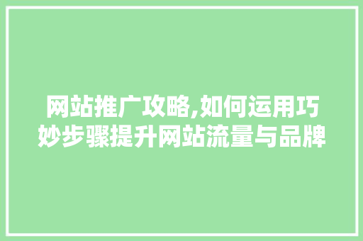 网站推广攻略,如何运用巧妙步骤提升网站流量与品牌知名度