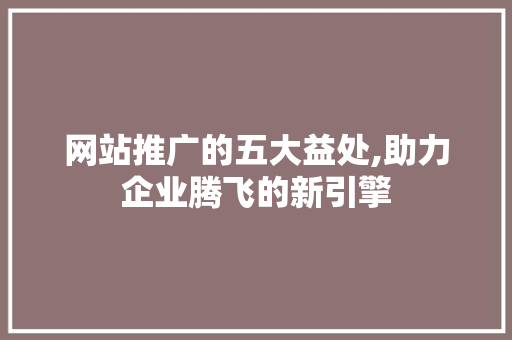 网站推广的五大益处,助力企业腾飞的新引擎