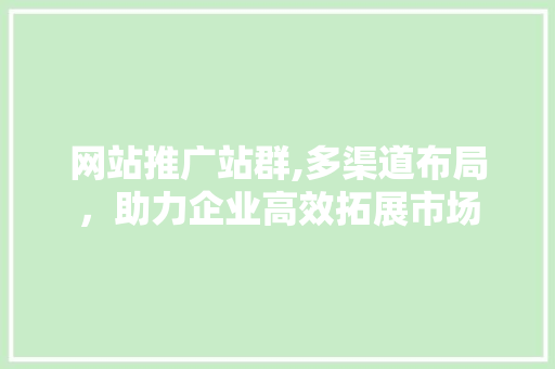 网站推广站群,多渠道布局，助力企业高效拓展市场