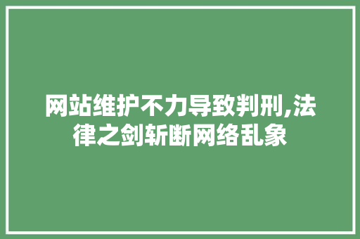 网站维护不力导致判刑,法律之剑斩断网络乱象 SEO教程
