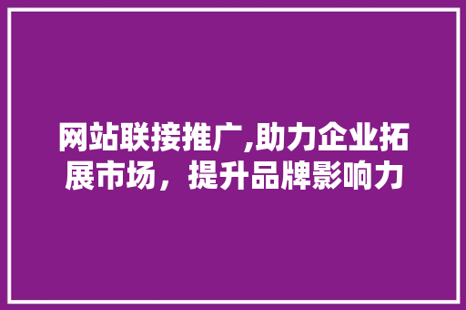 网站联接推广,助力企业拓展市场，提升品牌影响力