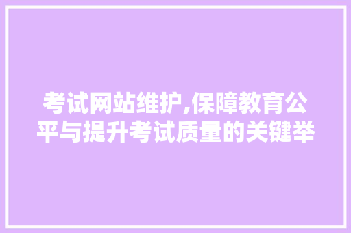 考试网站维护,保障教育公平与提升考试质量的关键举措
