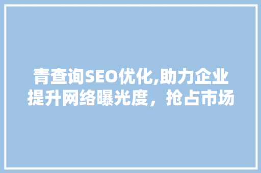 青查询SEO优化,助力企业提升网络曝光度，抢占市场先机 WordPress教程