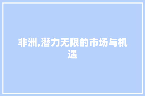 非洲,潜力无限的市场与机遇