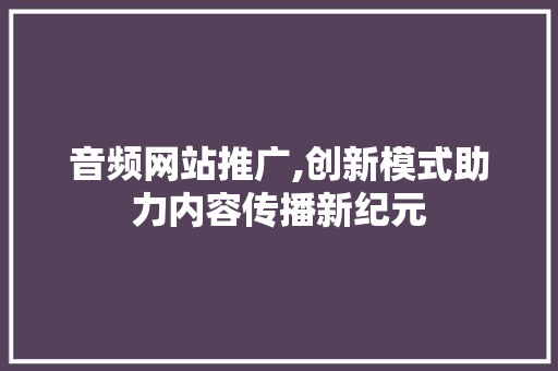 音频网站推广,创新模式助力内容传播新纪元