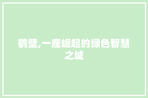 鹤壁,一座崛起的绿色智慧之城