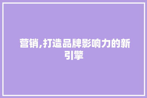  营销,打造品牌影响力的新引擎